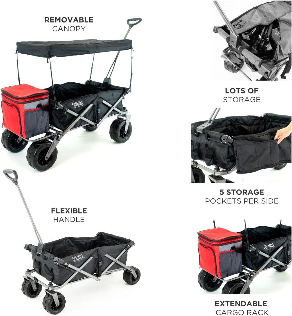 Creative Outdoor All-Terrain Deluxe Wagon | 360 Swivel All Terrain Wheels | Great for Beach, Park, Garden & Tailgate | Multiple Color Options