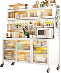 Standing Baker's Racks for Kitchens with Storage, Storage Cabinet, Microwave Kitchen Cabinets with Storage and Flip Dual Door, Storage Organizer for Kitchen Hutch, Home (Size : 123cm/48in)