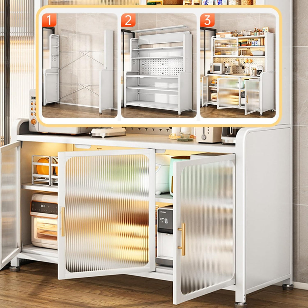 6-Tier Bakers Racks for Kitchens, Kitchen Cabinet, DIY Backplane Creative, Open Operator Console, Large Kitchen Cabinet for Dishes, Pots and Pans (Size : 99cm/39in)