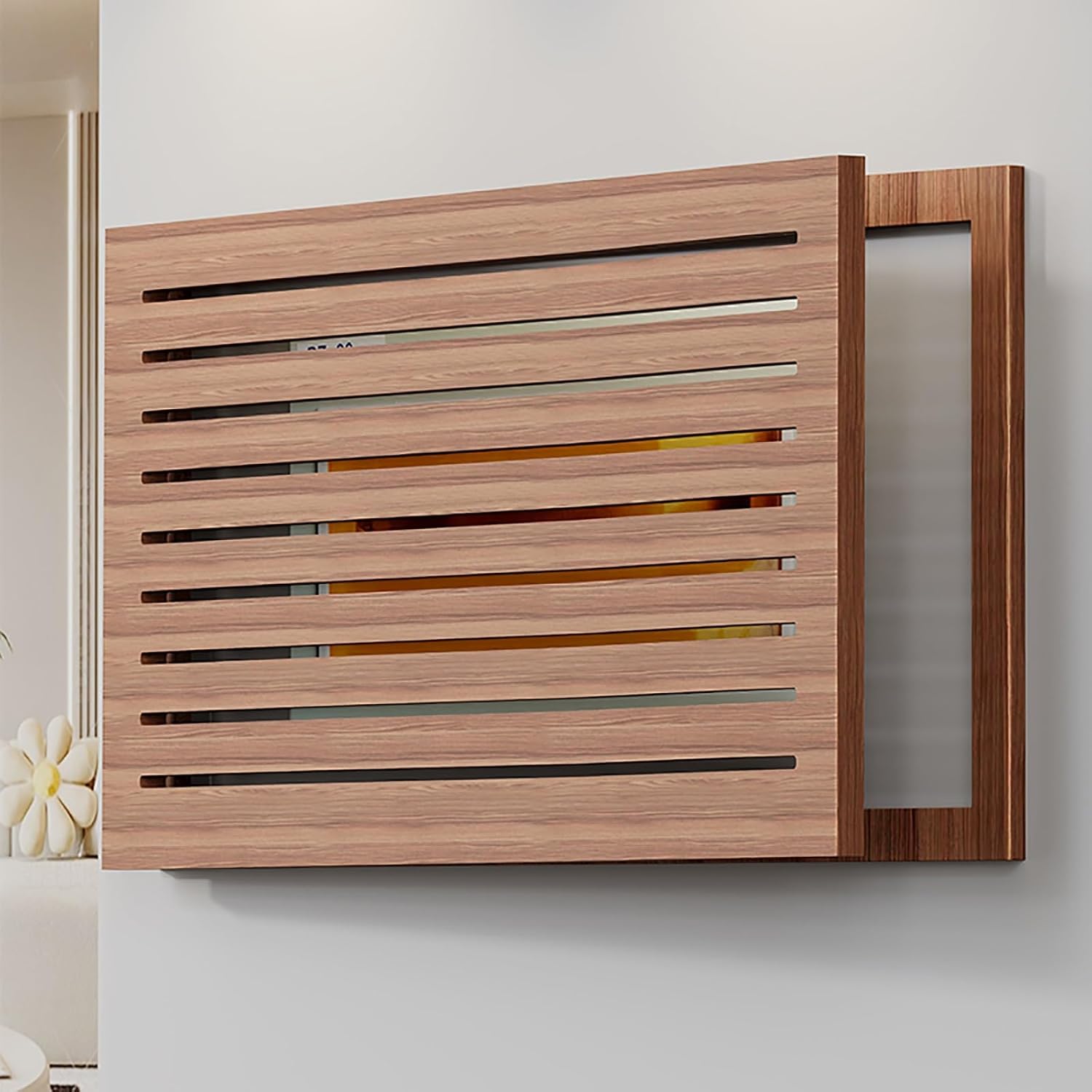 Breaker Box Cover Decorative, Hide Meter Electrical Panel Cover with Heat Dissipation Holes, Flip-Top Design, Wall Mounted Easy to Install(Brown 1,70 * 50cm/27.5 * 19.7in)