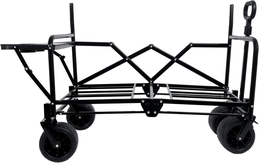 CIATRE 3-in-1 Convertible Folding Wagon Cart with Bench Seat & 180L Storage - 500lbs Heavy-Duty All-Terrain Wagon for Camping, Beach, Sports & Garden Use (Orange)
