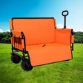 3-in-1 Convertible Folding Wagon Cart with Bench Seat & Storage, Wagon Bench, 550lbs/220L Heavy-Duty Utility Wagon, 180L Capacity All-Terrain Wheels (Orange)