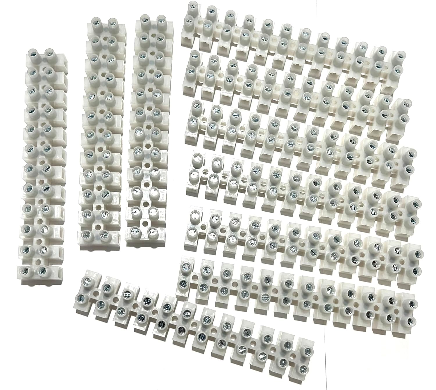EDS 12 Position / 24 Contact Dual Row Terminal Block Electrical Barrier Strip Dual Row Screw Connector 30 Amp 380V HVAC Panel Chassis Mount etc. ES1200/12DSFB - (70 Pack)