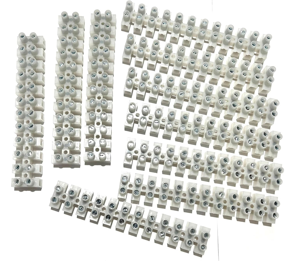 EDS 12 Position / 24 Contact Terminal Block Barrier Strip Dual Row with Screw Connector 30 Amp 300V HVAC Panel Chassis Mount etc. ES1200/12DSFB - (210 Pack)