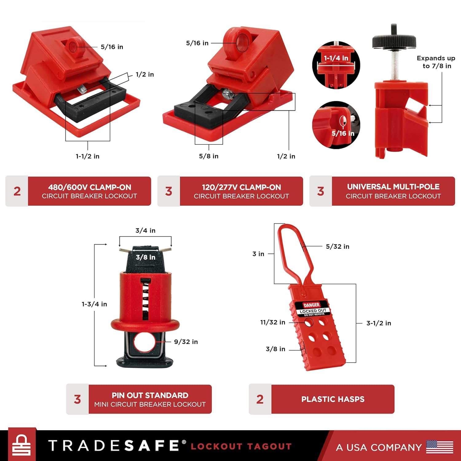 TRADESAFE Lockout Tagout Station - 105 Loto Devices, Loto Locks, Breaker Lockout Devices, Loto Tags, Lockout Hasp, Cable Lock, Lock Out Tag Out Kit Board, OSHA-Compliant