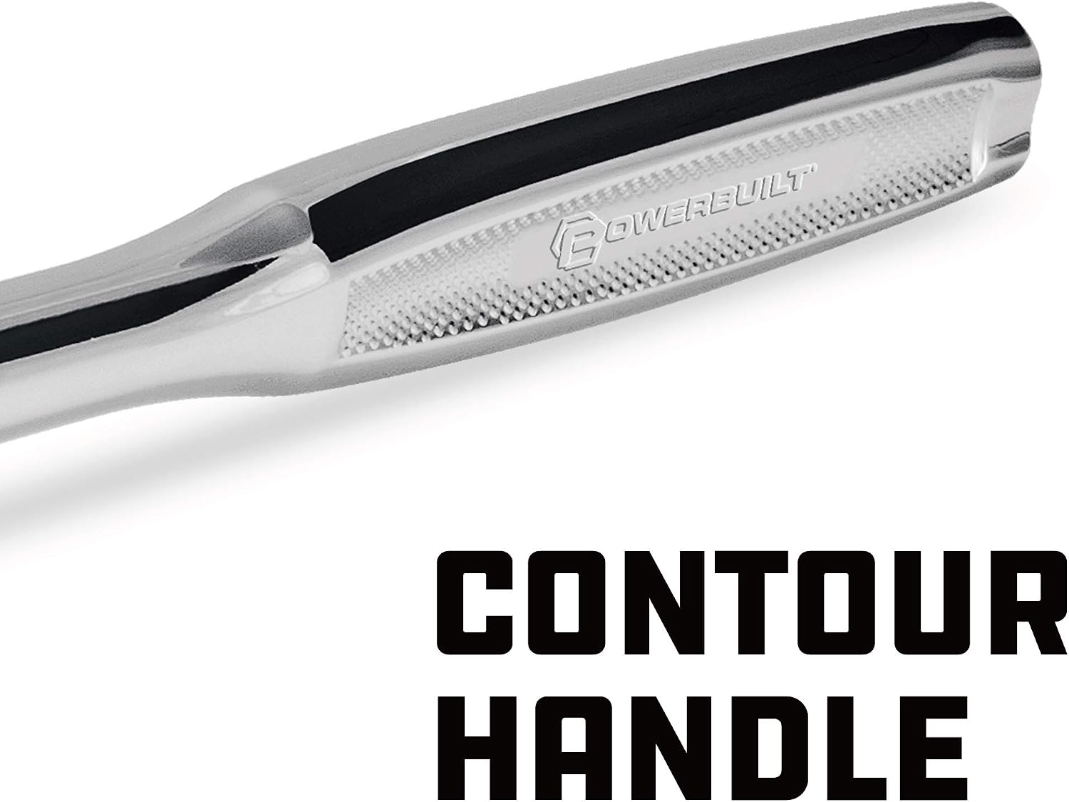 Powerbuilt 4 Piece Pro Tech Long Reach Flex Head Ratchet Set, 72-Tooth, 180° Flex Head, Contoured Grip Handles, 1/4' Dr. x 7', 3/8' Dr. x 9' & 17', 1/2' Dr. x 17' - 240238