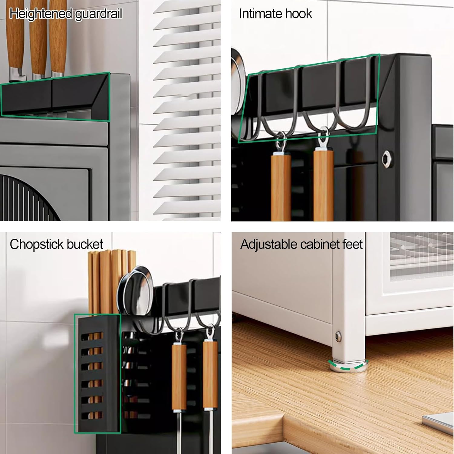 Bakers Rack with Storage, Dish Drying Rack, Dish Racks for Kitchen Counter, Microwave Stand, Kitchen Storage Cabinet, with Drawers (Color : A)