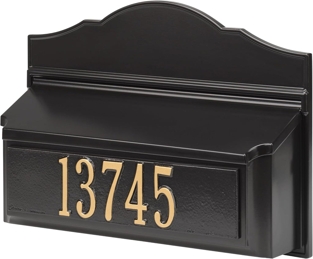 Whitehall Colonial Mailbox with House Numbers, with Personalized Address Plaque, Wall Mount Mailbox for Outside