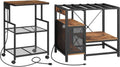 MAHANCRIS Mobile Printer Stand and Fish Tank Stand Bundle, 3-Tier Industrial Printer Cart with Power Outlets and 2 USB Ports, 40-50 Gallon Aquarium Stand with Storage Cabinet, PTHR78E01-FTHR50E01