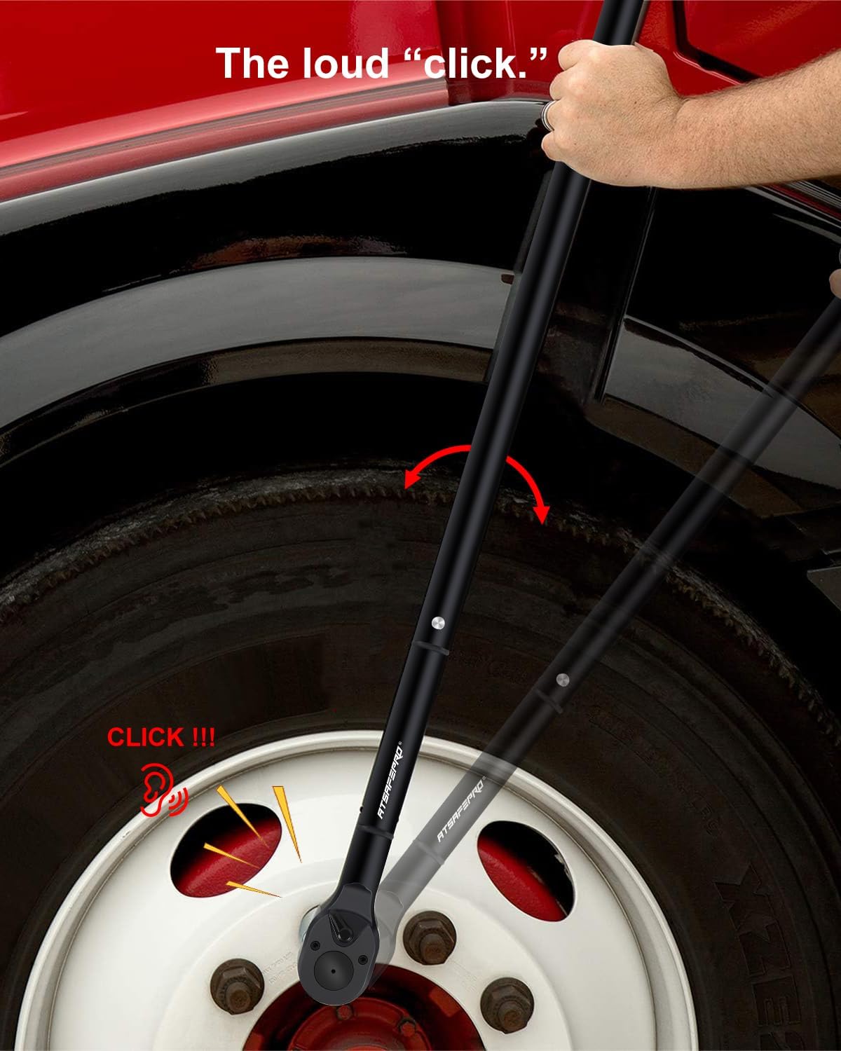 1 Inch Torque Wrench 200-1400 FT-Lb – 24-Tooth Reversible Ratchet, ±3% Accuracy, Cr-V Steel, Dual Scale (Ft-Lb/Nm), 55' Length Heavy Duty Torque Wrench for Trucks, Trailers & Heavy Equipment