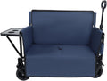 3-in-1 Heavy-Duty Folding Wagon Cart with Bench Seat & Rear Tabletop - 500lbs Capacity, All-Terrain Wheels for Camping, Beach, Sports, Garden (Dark Blue)