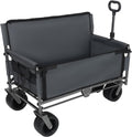 3 in 1 Collapsible Wagon Converts to Bench,Heavy-Duty Foldable Wagon Cart 500lbs Capacity Utility Wagon 180L Capacity All-Terrain Wheels for Camping,Beach,Sports,Garden (Gray)