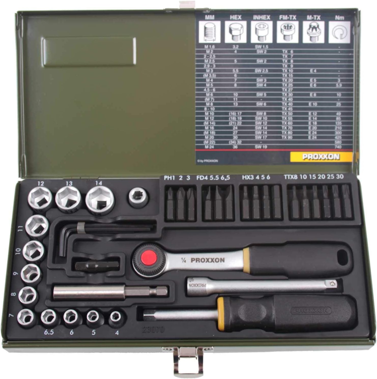 Proxxon 23070 38-Piece 1/4-Inch Drive Screwdriver/Socket Set with Magnetic Adapter