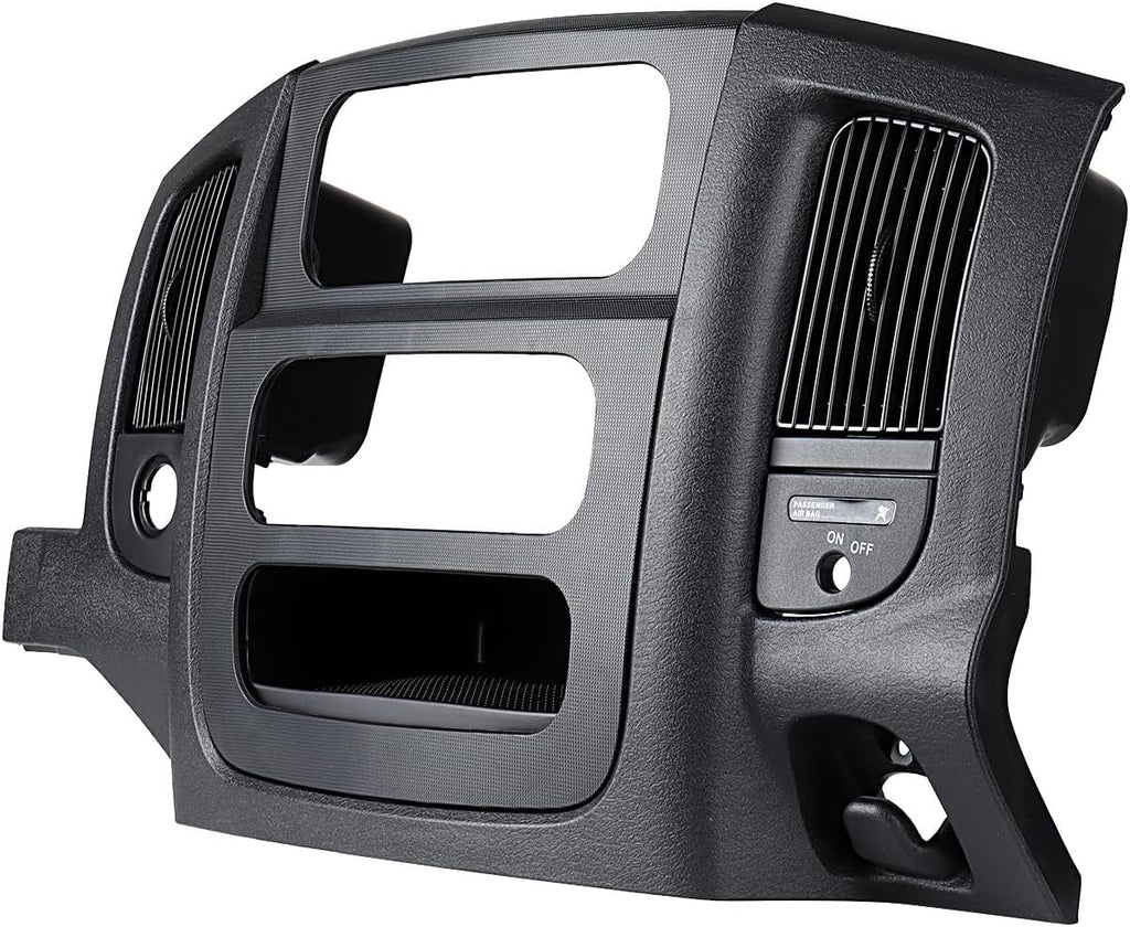 Dash Center Radio Bezel Trim Panel Compatible for 2002-2005 Dodge Ram 1500, 2003-2005 Ram 2500 3500 Replacement Dash Cover Kit w/Mounting Screw Dashboard Radio Surround Interior Black