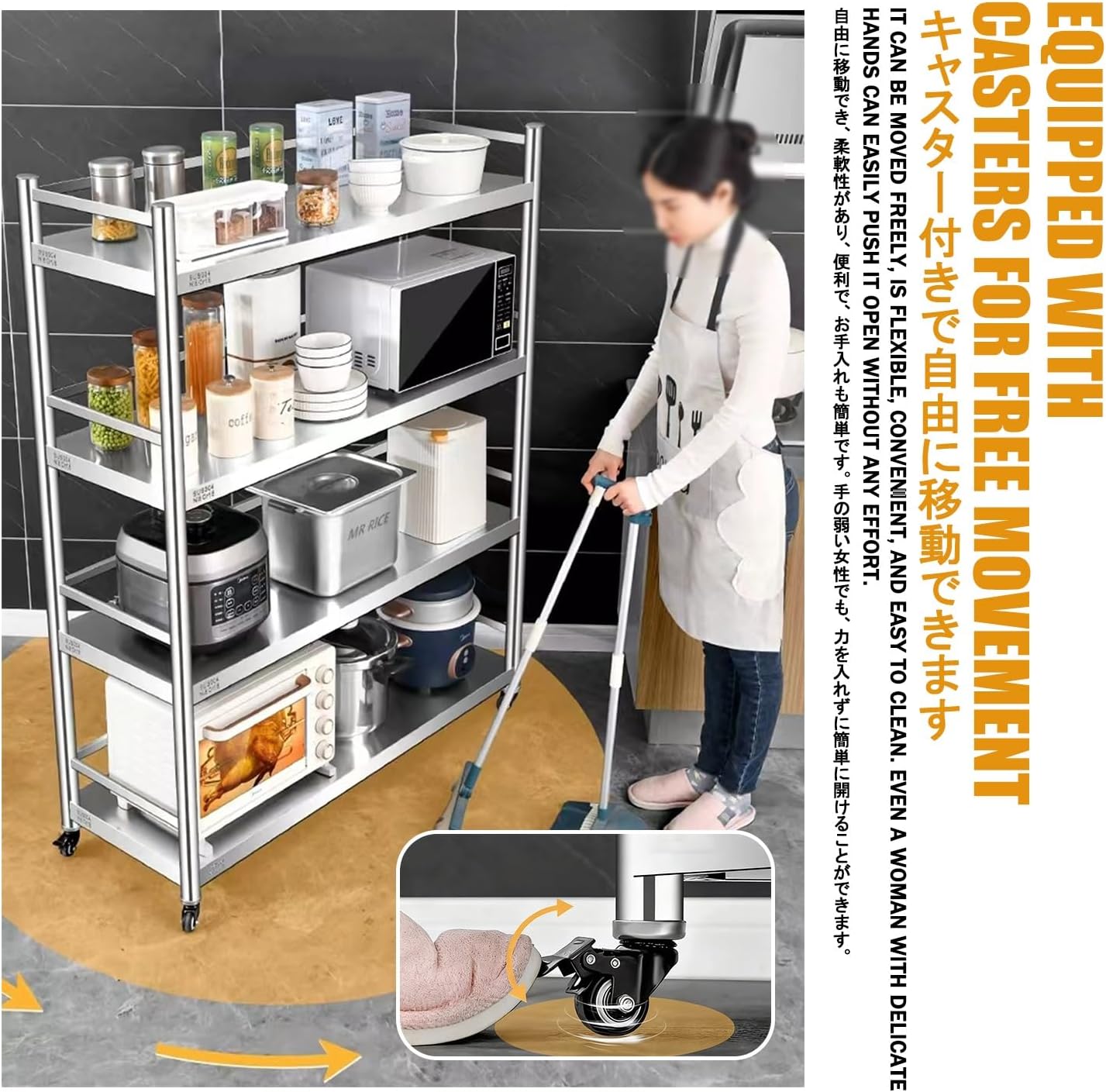Bakers Racks for Kitchens，Kitchen Bakers Rack with Storage，Microwave Stand，Easy to Move, Multi-Layered Storage, Suitable for Restaurants and Kitchens.(80 * 45 * 150CM)