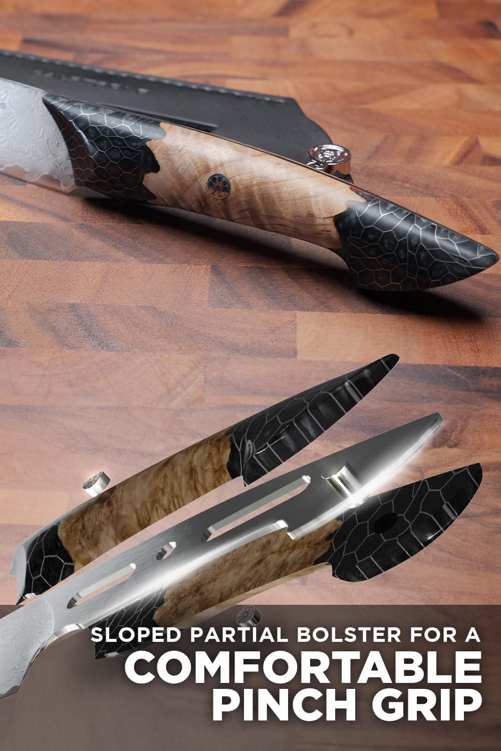 Dalstrong Meat Slicer Knife - 11'-Scorpion Series - Venom Edition - Japanese Steel Chef Knife - Spiral Sandstorm Blade Pattern - Black Honeycomb Resin Handle - w/Leather Sheath