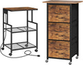 MAHANCRIS Mobile Printer Stand and File Cabinet Bundle, 3-Tier Industrial Printer Cart with Power Outlets and 2 USB Ports, Wheeled Vertical File Cabinet, PTHR78E01-FCHR5901