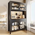 Kitchen Bakers Rack with Storage, Standing Kitchen Storage Rack with Drawer, Microwave Stand with 3 Hooks, Large Capacity(Black,100cm)