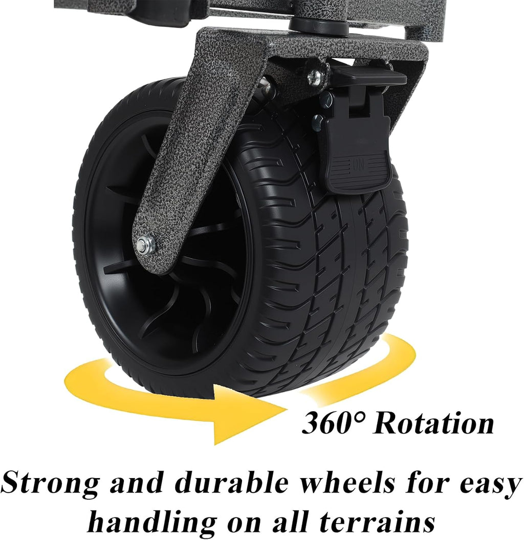 3-in-1 Convertible Folding Wagon Cart with Bench Seat & Storage, Wagon Bench, 550lbs/220L Heavy-Duty Utility Wagon, 180L Capacity All-Terrain Wheels (Grey)
