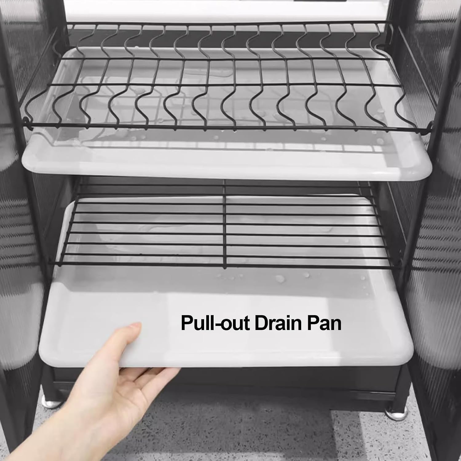 Bakers Rack with Storage, Dish Drying Rack, Dish Racks for Kitchen Counter, Microwave Stand, Kitchen Storage Cabinet, with Drawers (Color : B)