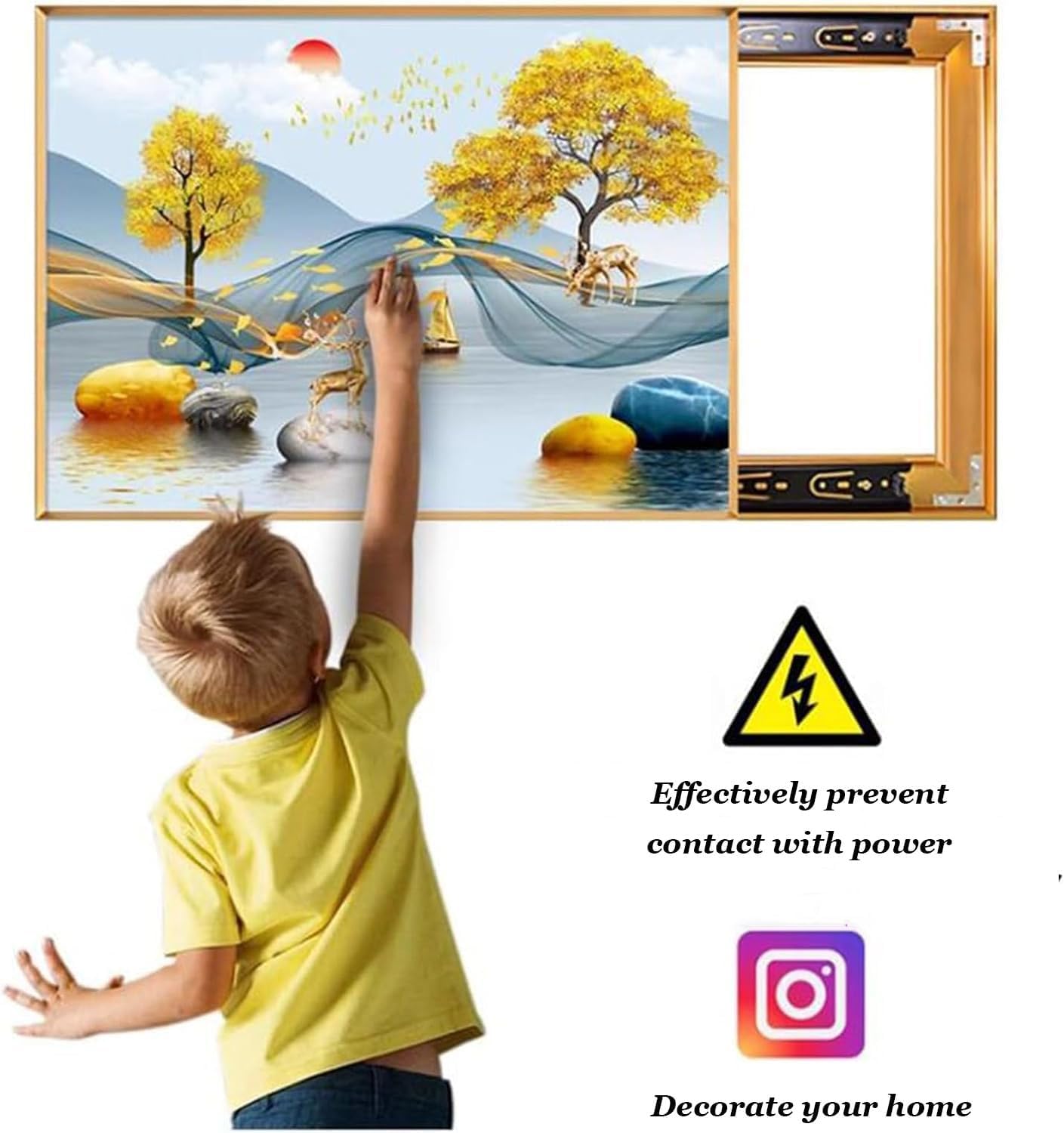 Fuse Box Cover Cabinet, Breaker Box Cover, Decorative Painting of Electricity Meter with Clock, Wall Mounted Hide Electrical Panel Cover Decorative,D,50x80cm
