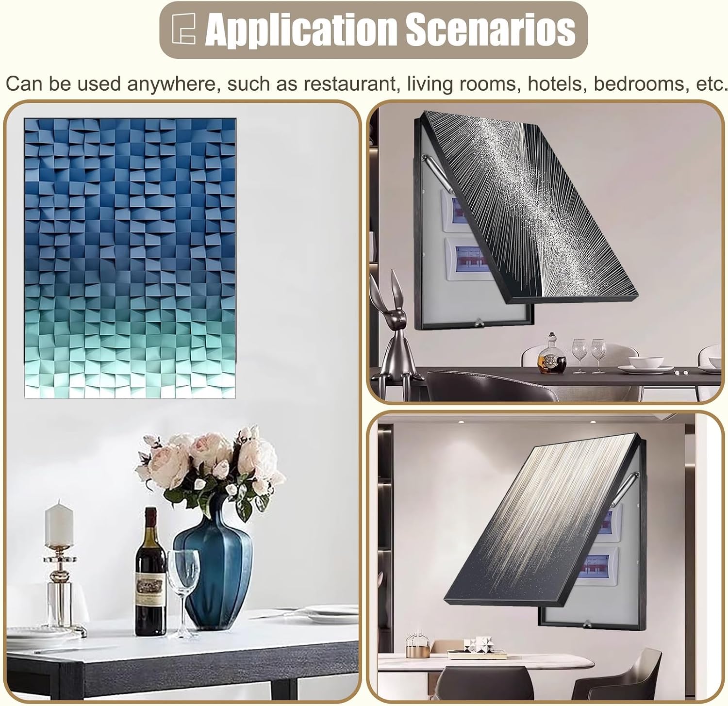 Decorative Wall Fuse Box Cover Art, Plastic Breaker Box Cover for Home/Hotel/Offices/Kitchen, Hide Circuit Breaker Panel for Replacement(G,50x60cm(19 3/4x23 5/8'))