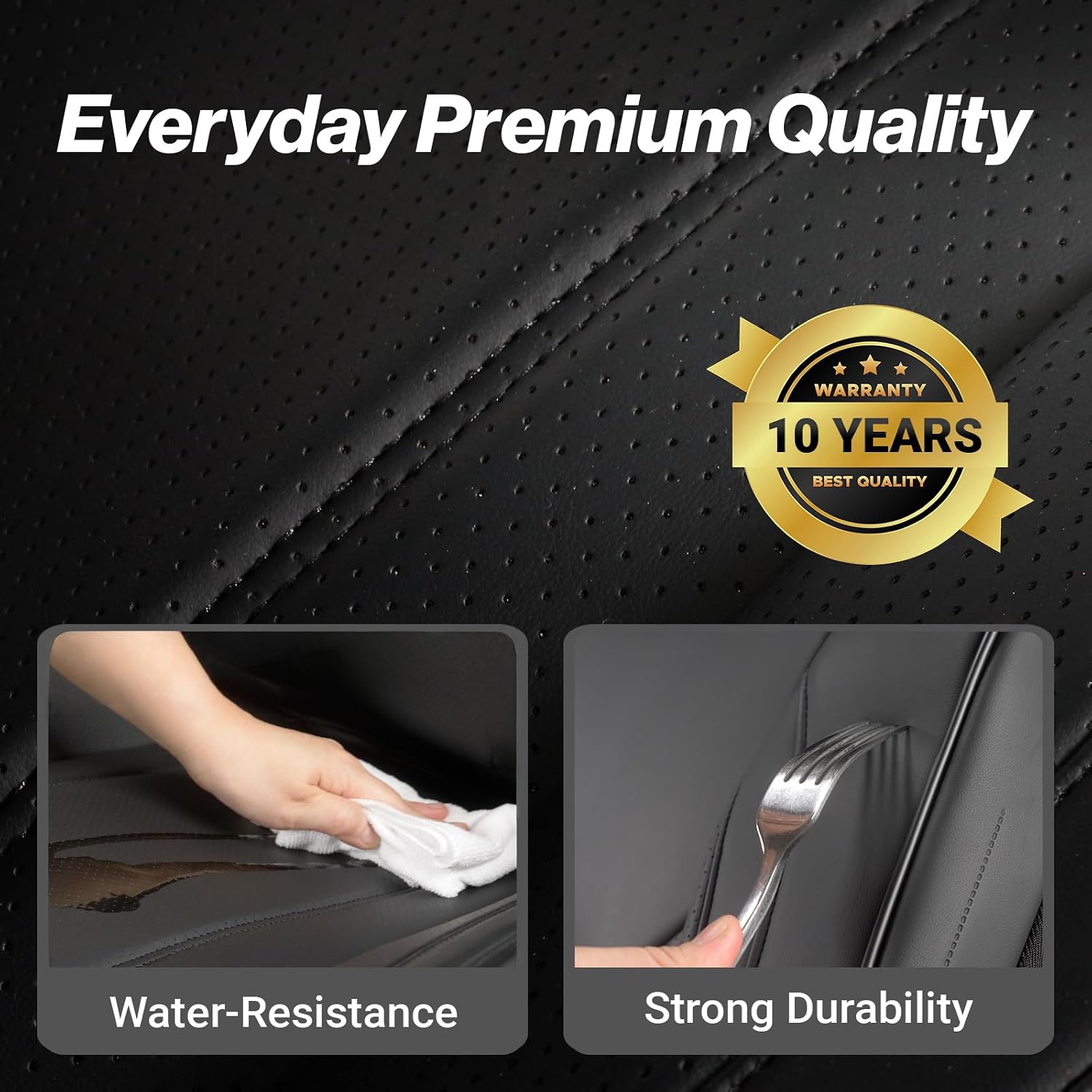 Coverland Custom Car Seat Covers Compatible with 2003-2008 Mazda, Mazda6 Sport Wagon - Premium Leather Non-Slip Memory Foam Waterproof Seat Cover Custom fit Interior Protector [Front-Black]