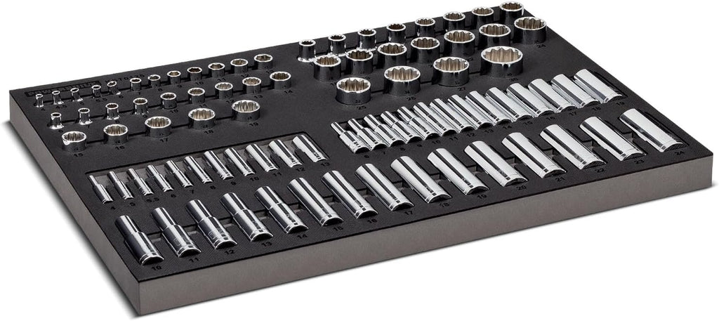 Powerbuilt 85 Piece Metric Master Socket Set, 1/4, 3/8, and 1/2 Inch Drive, 6 and 12 Point, Deep and Shallow Sockets, Storage Organizer - 949008