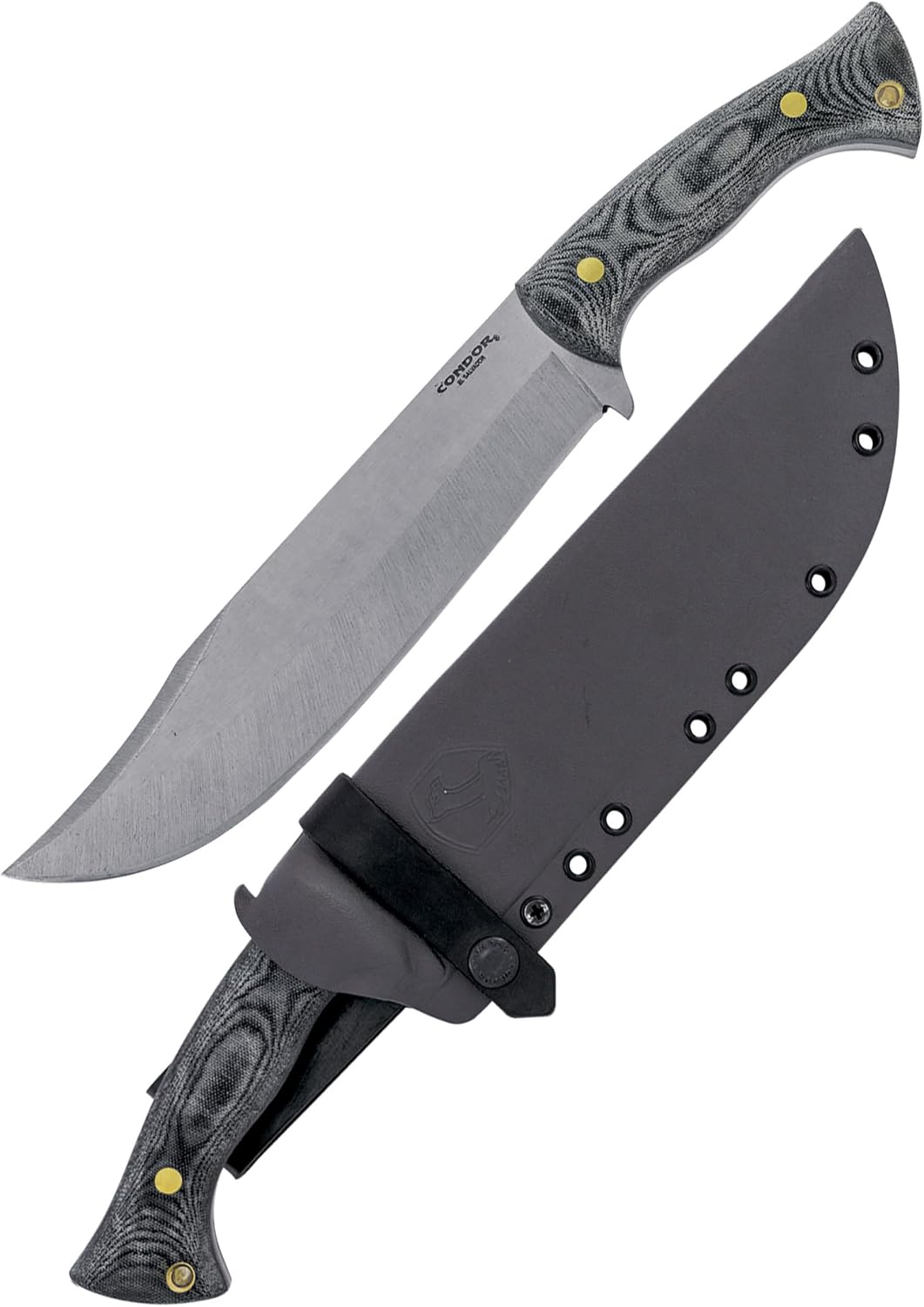 Condor Tool & Knife Plan A Knife - 1075 High-Carbon Steel Blade with Full-Tang Construction - Ergonomic Micarta Handle - Kydex with Leather Belt Loop Sheath - Ideal for Bushcraft, Camping & Survival