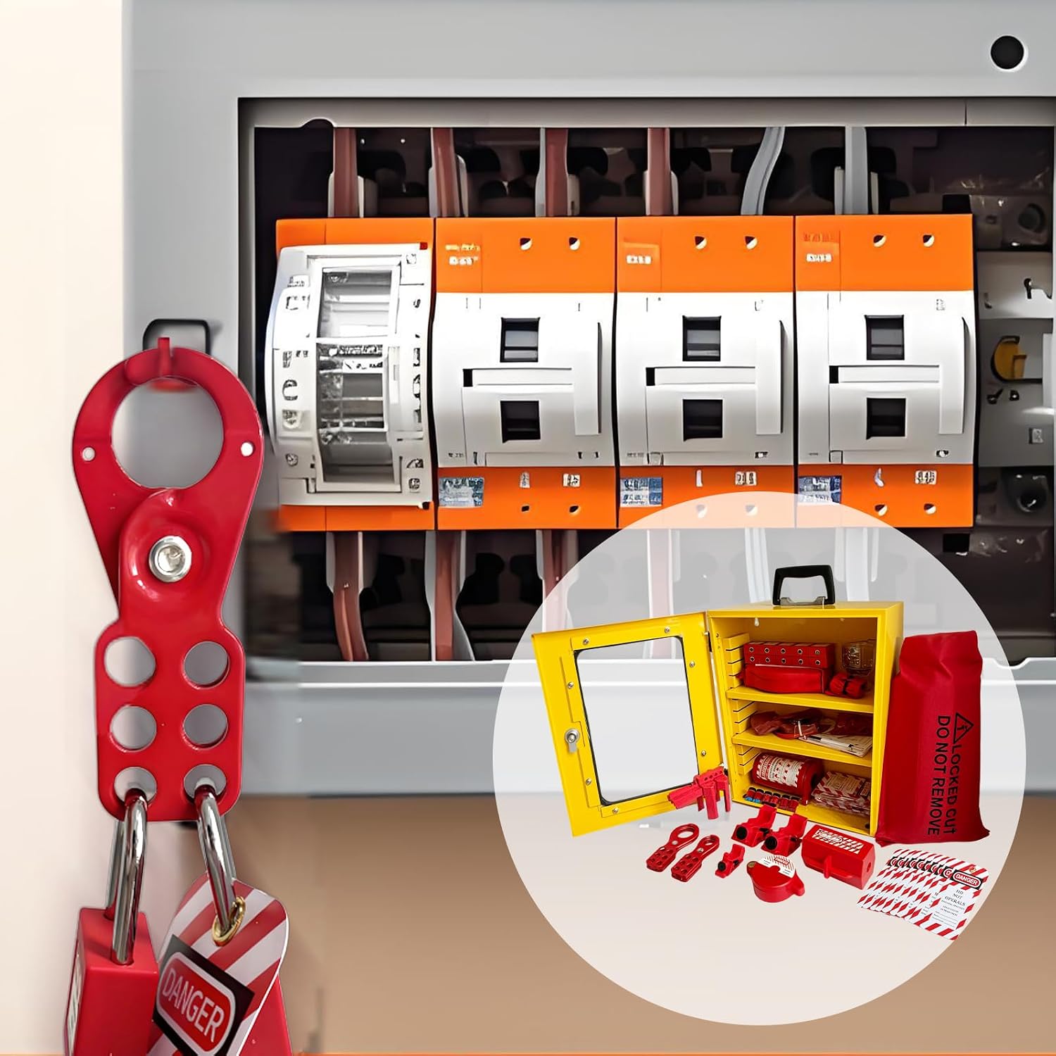Lockout Tagout Station Kit 148pcs,Lock Out Tag Out Loto Hasps,Tags,Circuit Breaker Lockout,Ball Valve Lockout,Electrical Plug Lockout,Steel Cable Lockout for Loto Station Lock Out Tag Out Kit