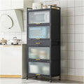 5 Tier Kitchen Bakers Rack with Microwave Stand Drawer and Lockable Casters Black 70×170cm