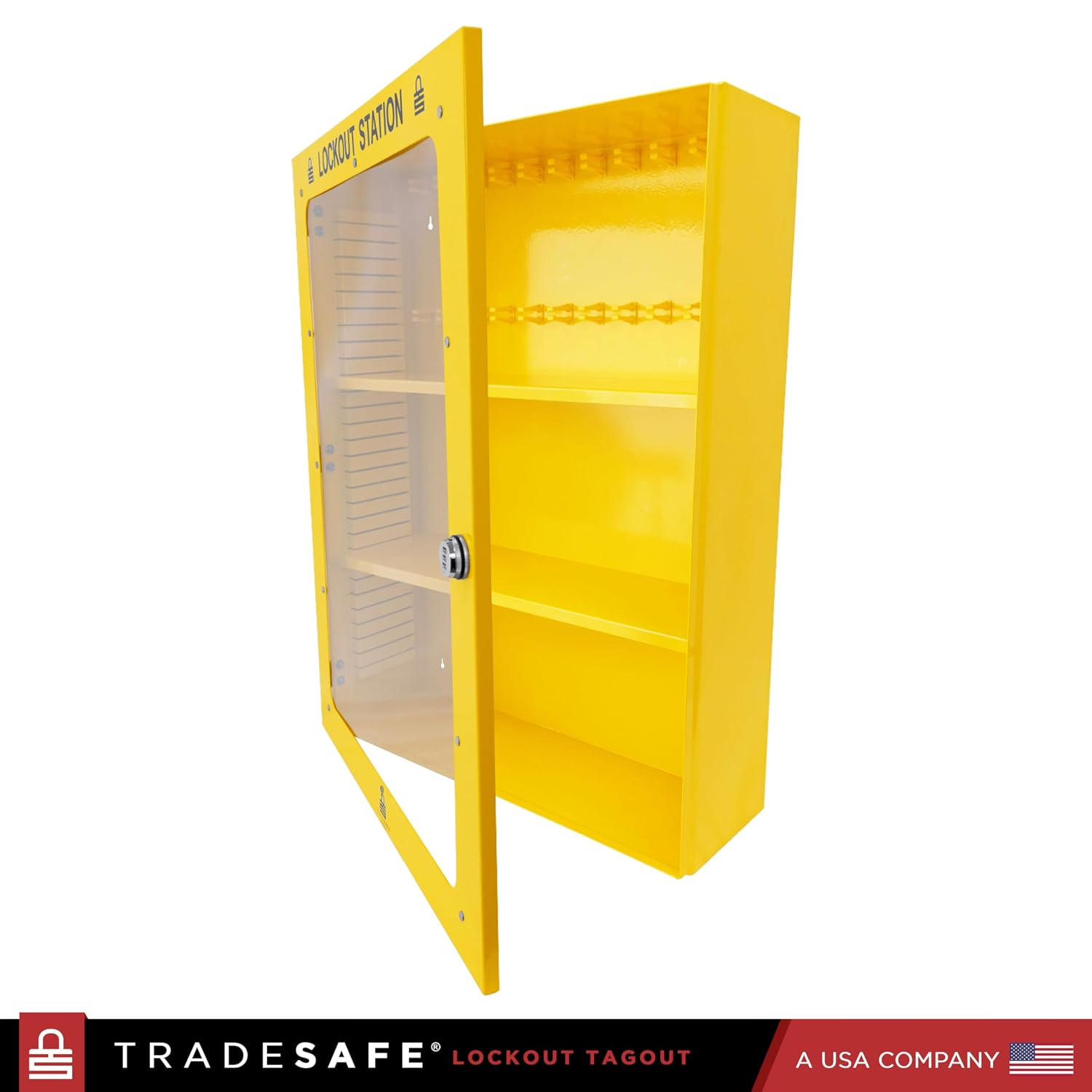 TRADESAFE Lockout Tagout Cabinet, Lock Out Tag Out Station Unfilled - No Loto Devices Included, Wall-Mountable Lockout Tagout Station Cabinet, Loto Box 24 x 8 x 31-1/2 inches