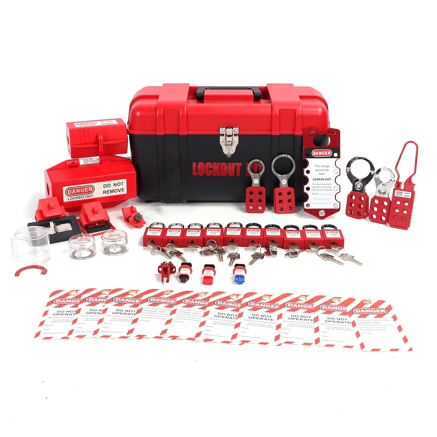 Lockout Tagout Kit Group,Clamp On Circuit Breaker Lockout,Lockout Tagout Station with Loto Devices,Group Lockout Hasps for Industry