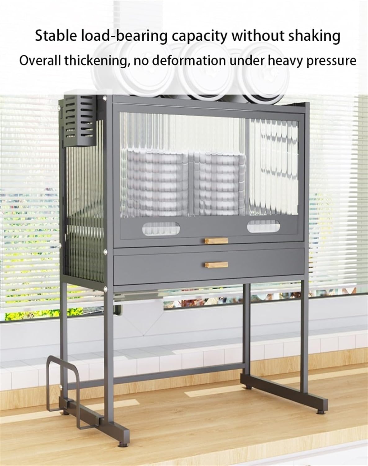 Kitchen Countertop Bakers Rack, Microwave Oven Stand, Countertop Dish Storage Cabinet with Drawers, for Kitchen, Dining Room, Living Room,Ideal for Home