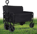 Convertible Folding Wagon Cart, 500lbs Heavy-Duty Utility Wagon with Bench Seat & Storage, 180L Capacity, All-Terrain Wheels for Camping, Beach, Sports, Garden