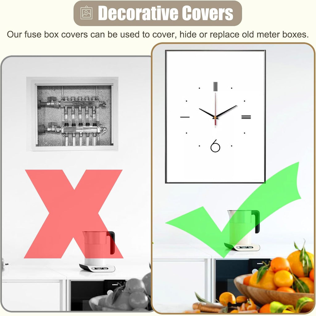 Clock Electrical Panel Cover Vertical, White Crystal Panel Breaker Box Lid Cover for Living Room/Offices, Indoor Fuse Box Cover Decorative Wall(B,35x45cm(13 3/4x17 3/4in))