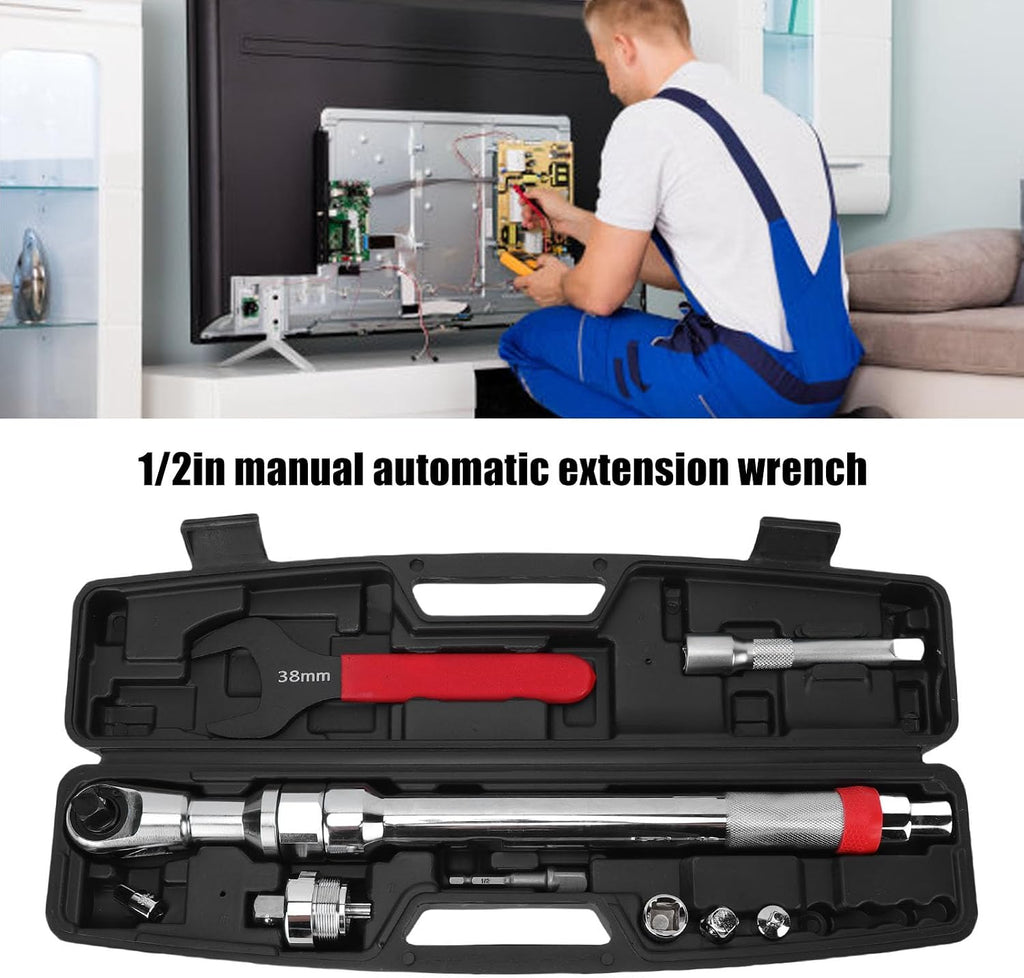 Fabater Offset Extension Wrench, Heavy Duty Impact Ratchet Extender for Tight Spaces with 1 / 2in Adapter, Manual/Automatic Switch, Cr V Steel, Tungsten Steel Gears, Alloy Forged
