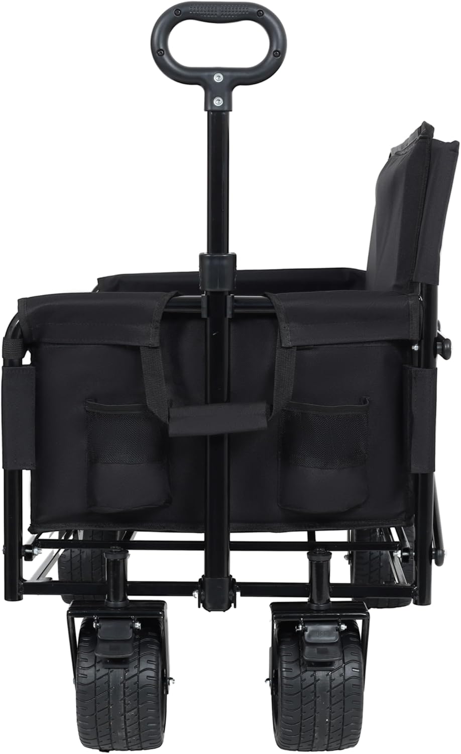 3 in 1 Convertible Folding Wagon Cart with Bench Seat Storage 500lbs Heavy Duty Utility Wagon, 180L Capacity All Terrain Wheels for Camping, Beach, Sports, Garden, Black