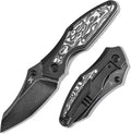KANSEPT Baba Yaga Pocket Folding Knives for Men Women Camping Hiking Pocket Knife 3.06'' Blackwash CPM 20CV Blade with Titanium Black White Nebula Carbon Fiber Inlay Handle Everyday Carry K1074A3