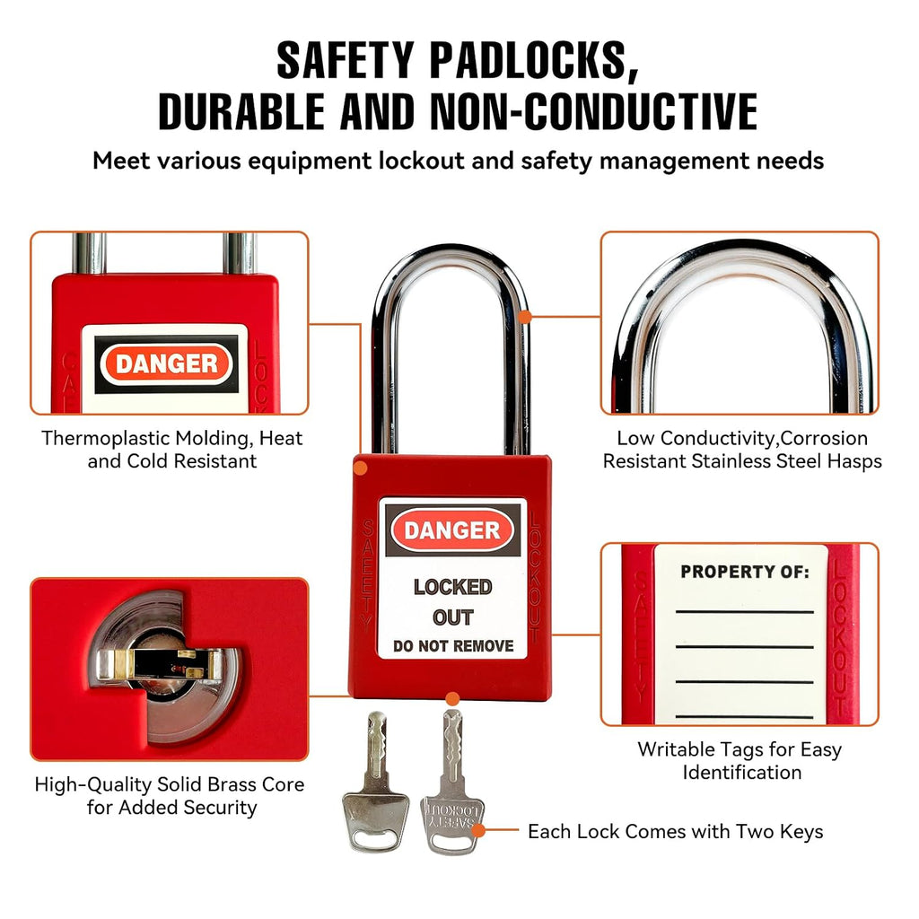 Lockout Tagout Station Kit 148pcs,Lock Out Tag Out Loto Hasps,Tags,Circuit Breaker Lockout,Ball Valve Lockout,Electrical Plug Lockout,Steel Cable Lockout for Loto Station Lock Out Tag Out Kit