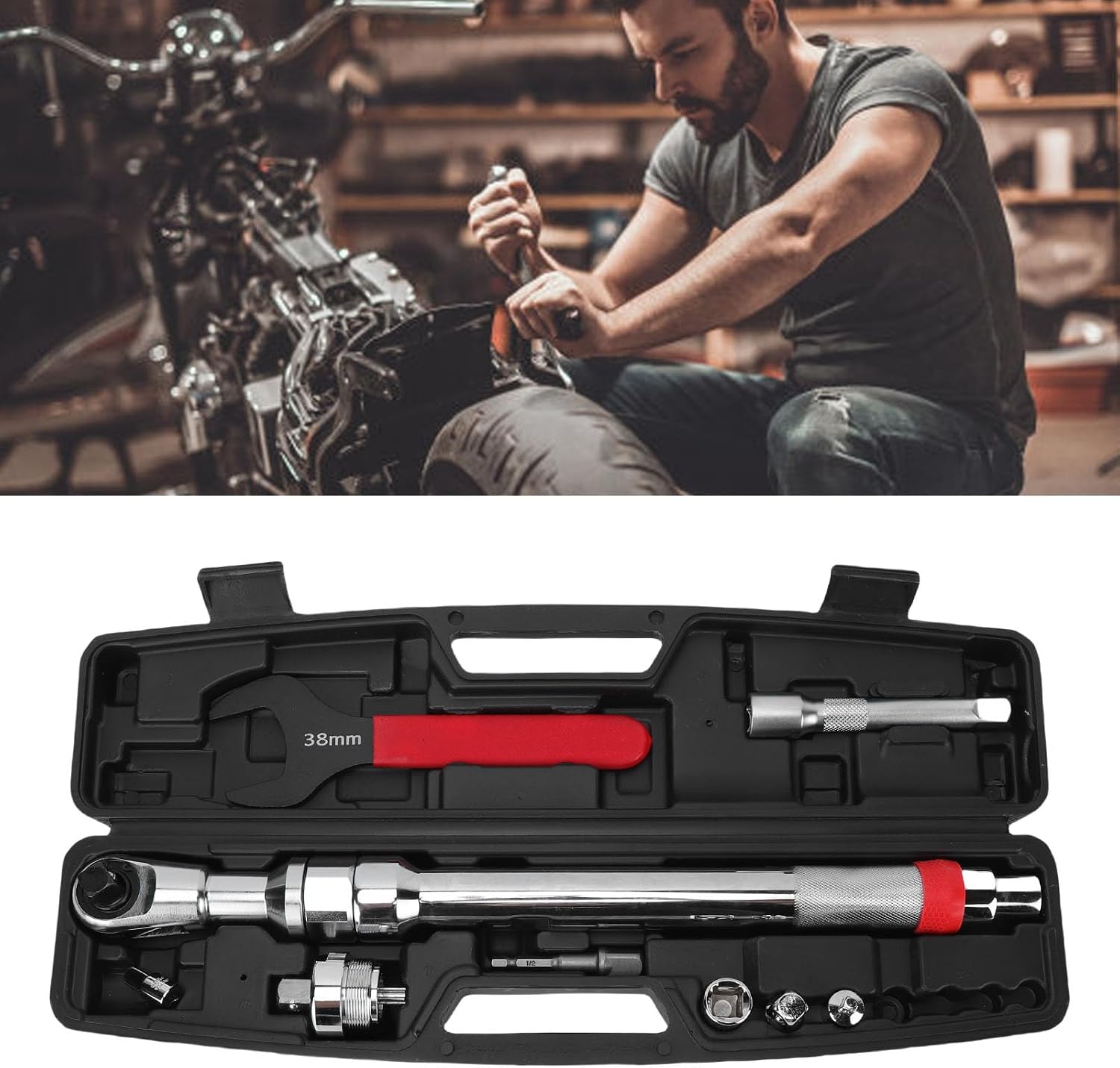 Fabater Offset Extension Wrench, Heavy Duty Impact Ratchet Extender for Tight Spaces with 1 / 2in Adapter, Manual/Automatic Switch, Cr V Steel, Tungsten Steel Gears, Alloy Forged