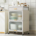 5 Tier Microwave Stand with Cabinet and Drawer for Kitchen Storage Standing Bakers Rack Black Metal Shelves Brakeable Casters Ideal for Pantry Or Living Room Nization,White,60×102cm/23.6×40in