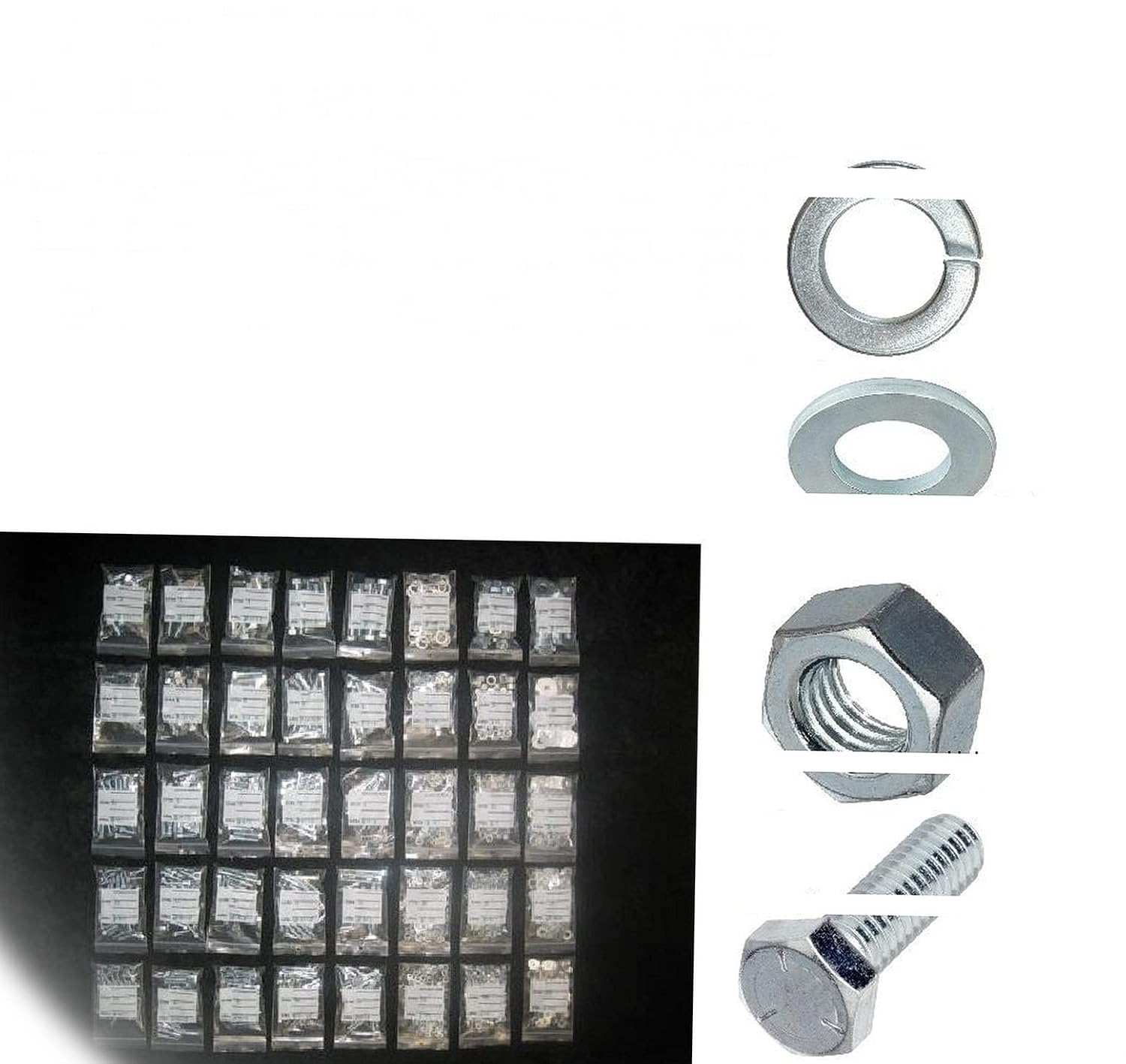 Grade 5 Bolt Nut & Washer Assortment Kit 2735 pcs 1/4' inch Thru 1/2' up to 6' Long Multi-Purpose Comprehensive Hardware Fastener Assortment Kit Cit00506Riv