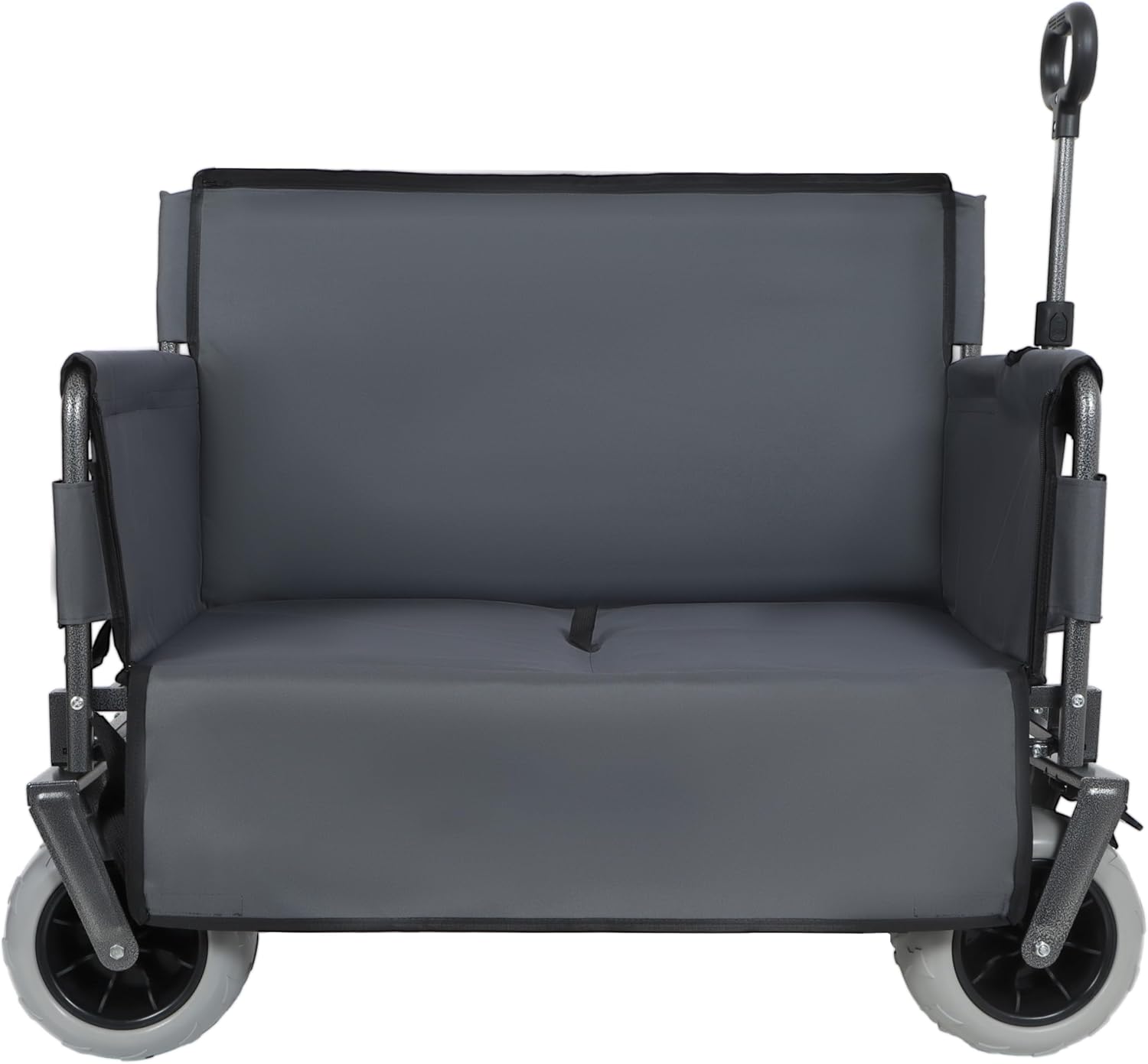 3-in-1 Folding Wagon with Bench Seat – 500lbs Capacity, 9'x4' Beach Tires for Camping & Beach (Gray)