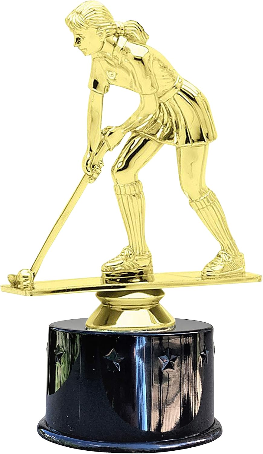 Express Medals Field Hockey Award Trophy Party Favor Gift Prize Including 4 Gold Color Decals to Custom Personalize The Black Round Base