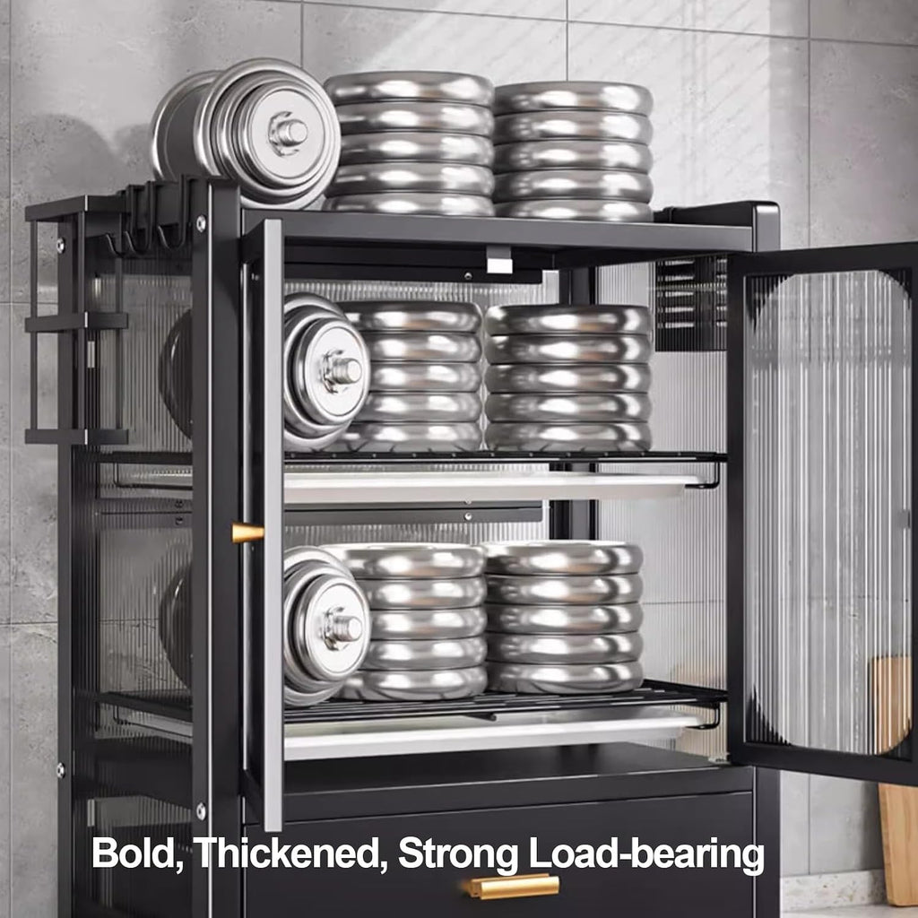 Microwave Stand, Bakers Rack with Storage, Dish Drying Rack, Kitchen Countertop with Drawers Dish Cabinet, Kitchen Storage Cabinet (Color : B)