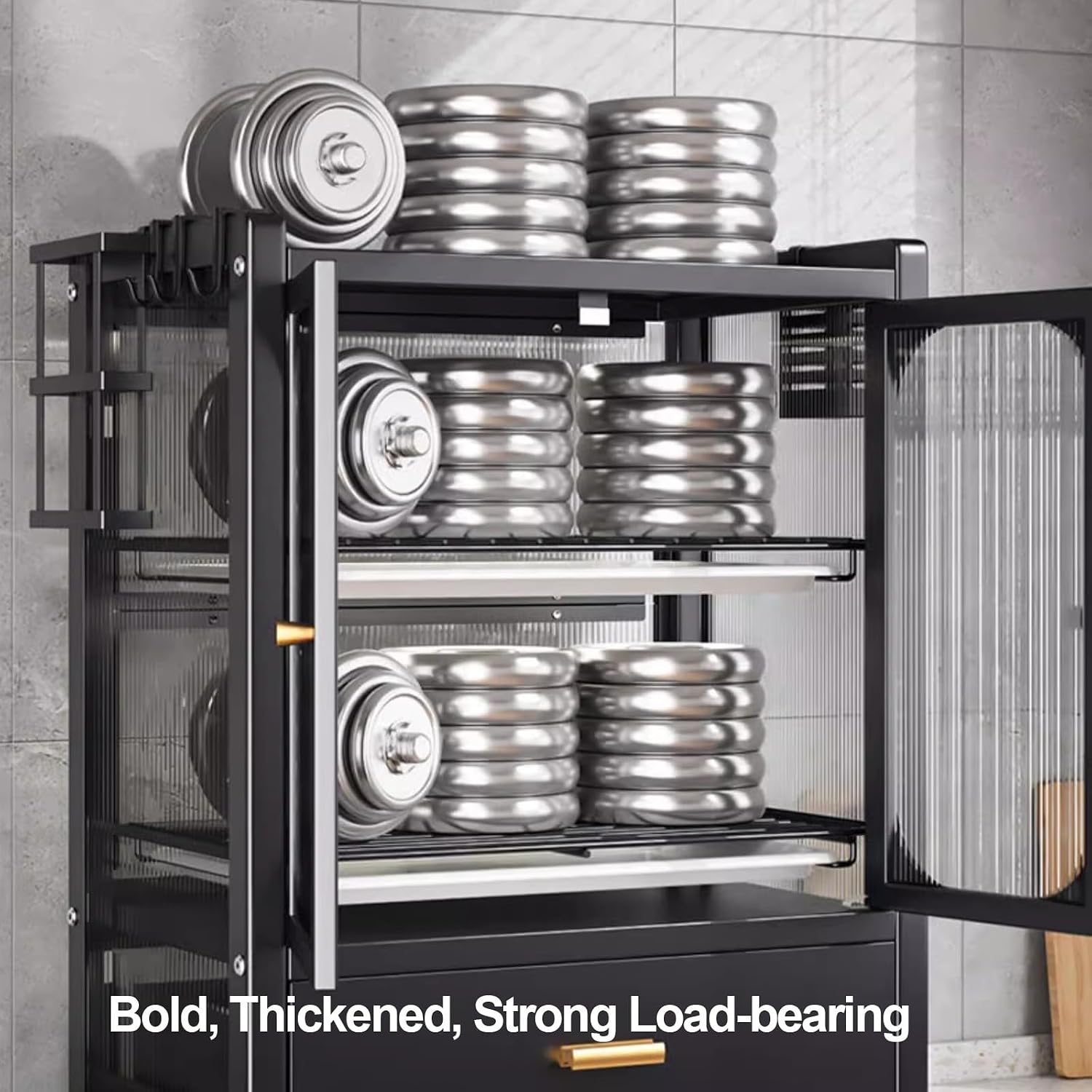 Microwave Stand, Bakers Rack with Storage, Dish Drying Rack, Kitchen Countertop with Drawers Dish Cabinet, Kitchen Storage Cabinet (Color : A)