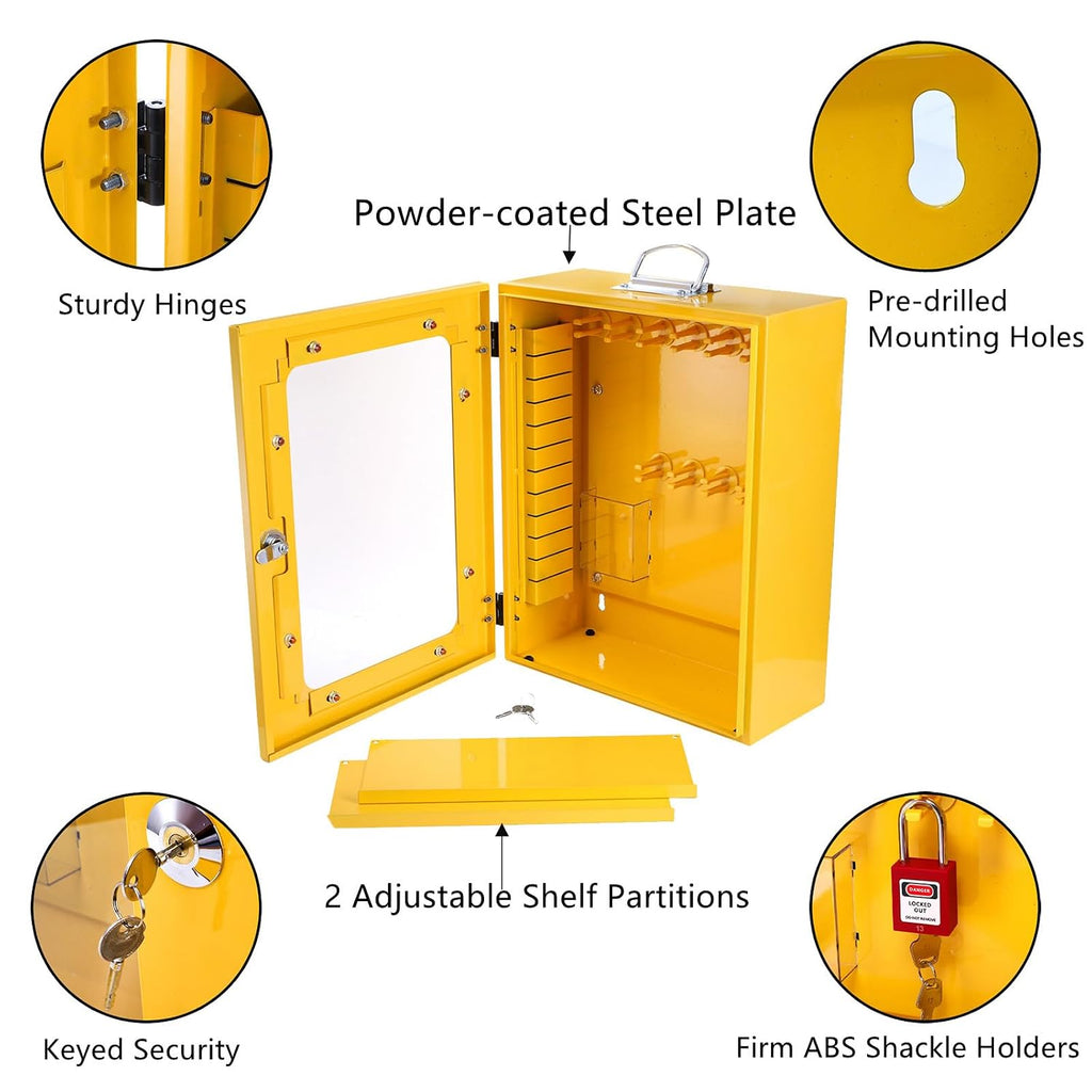 Frcctre Lockout Tagout Station, 80 Pcs Electrical Safety Loto Kit Includes Safty Padlock, Lockout Hasp, Tags,Ties, Circuit Breaker Lock, Ball Valve Lock, Electrical Plug Lock, Steel Cable Lock