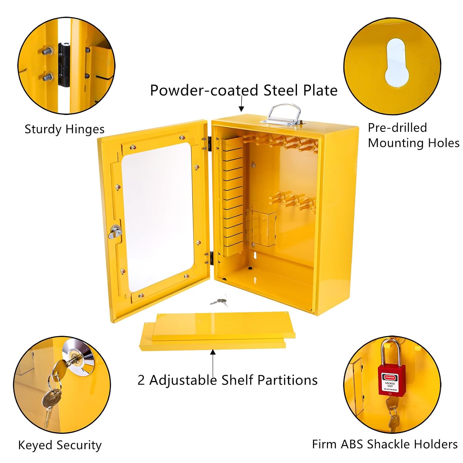 Frcctre Lockout Tagout Station, 80 Pcs Electrical Safety Loto Kit Includes Safty Padlock, Lockout Hasp, Tags,Ties, Circuit Breaker Lock, Ball Valve Lock, Electrical Plug Lock, Steel Cable Lock