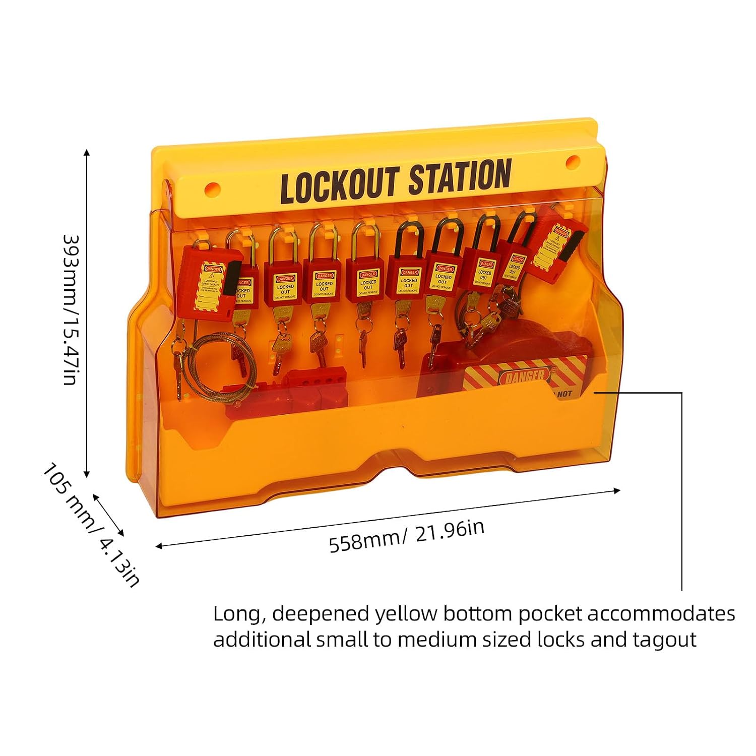 Lockout Tagout Station Loto Kit Board, Lock Out Tag Out Loto with 8 Safety Padlocks, 3 Hasps, 20 Tags, Circuit Breaker Lockouts for Electrical Plug Ball Valve Cable